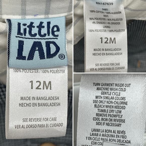 Little Lad Boy’s 12 Month 3-pc. Long Sleeve Mock Vest Shirt Pants & Bow Tie Set - Picture 6 of 8